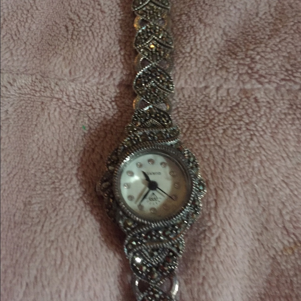 Silver and marcasite watch